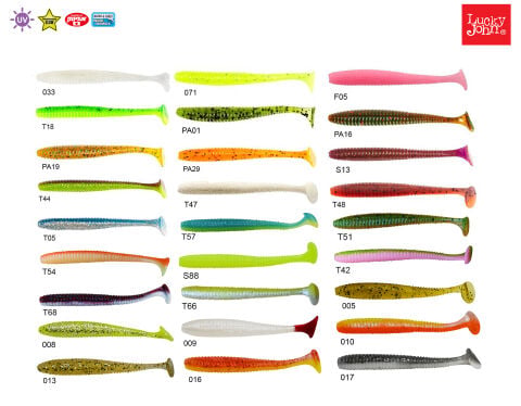Lucky John S-Shad Tail 3.8'' (9.65 cm) 5P Silikon Yem 008